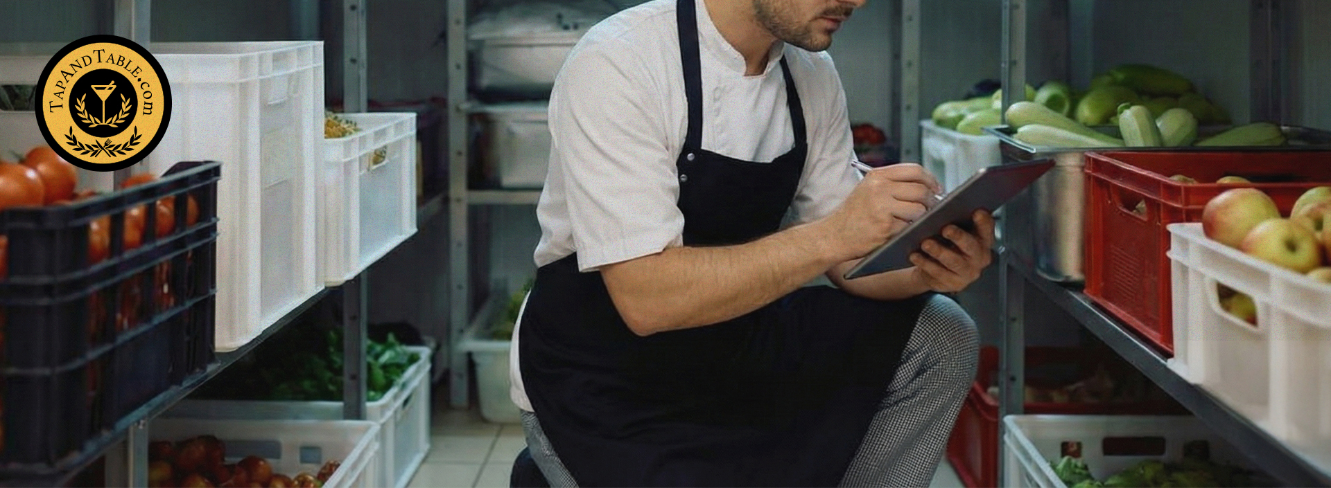 Restaurant consultant reviewing inventory to prevent overstocking